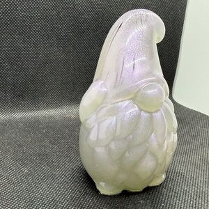 Unique Resin Shimmering White Gnome Sculpture